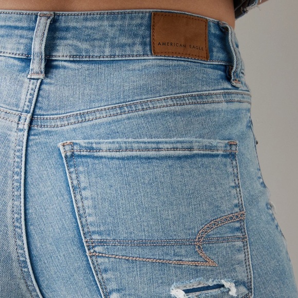 American Eagle Next Level Ripped Super High-Waisted Flare Jeans light blue - Picture 4 of 10